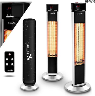 Staande Warmtestraler - Infrarood Verwarming - Terras Verwarmen - Energiezuinig Carbon - 2000 W - Zilver