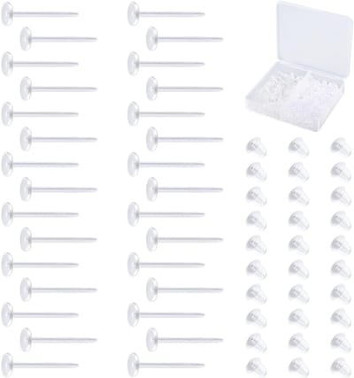 Cosensi - Transparante Oorringen - 50 Pairs - Comfortabel en Onzichtbaar - Acryl - Stud Oorringen - Perfect voor School en Sport - Modern Design