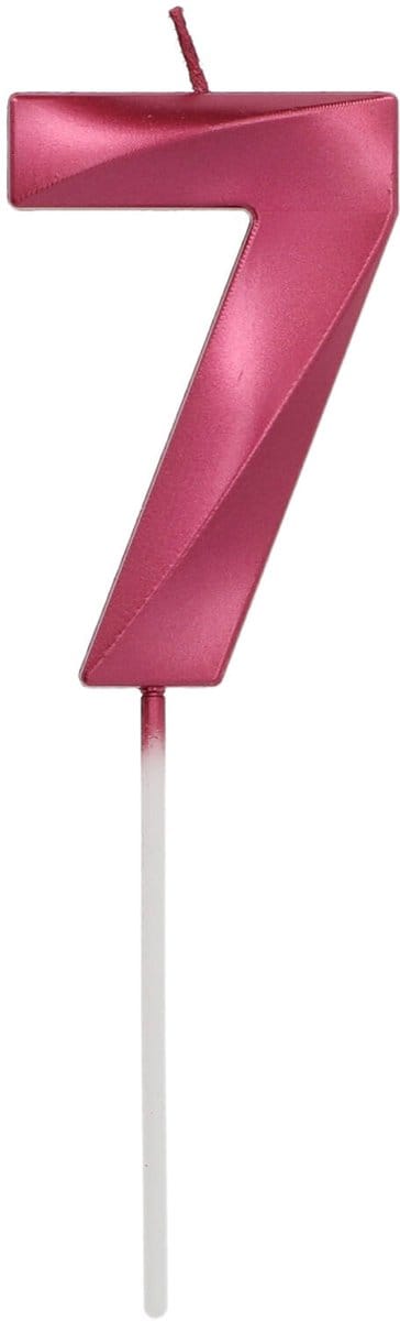 Folat - Kaars cijfer 7 glamour roze metallic 7 cm