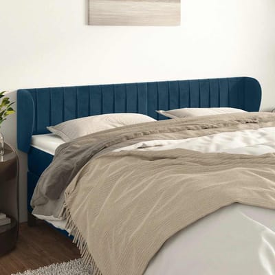 vidaXL - Hoofdbord - met - randen - 183x23x78/88 - cm - fluweel - donkerblauw