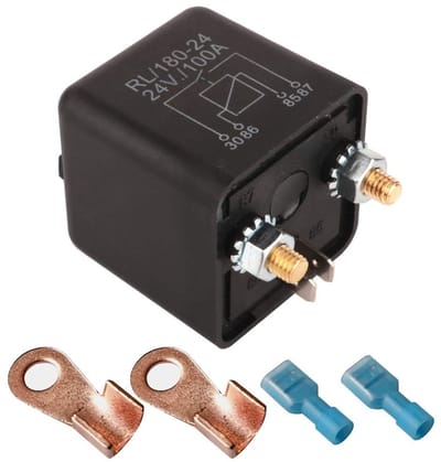 Shopcentral - Car Relay - Split Charge Relay - 100A - 24V DC - Heavy Duty - Voor Auto en Boot - Inclusief Terminals