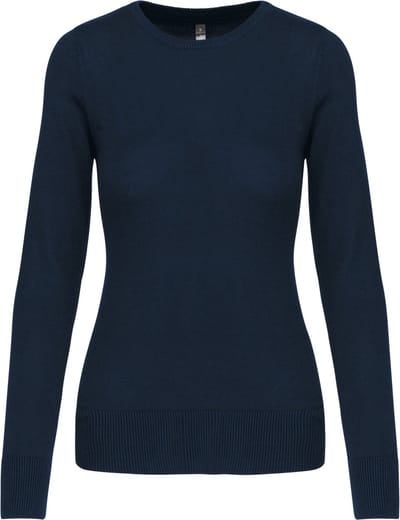 Pullover/Cardigan Dames S Kariban Ronde hals Lange mouw Navy 50% Katoen, 50% Acryl