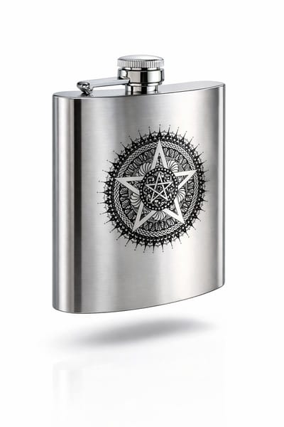 RVS Heupfles | Hip flask | | 207ml RVS | Mandala Pentagram