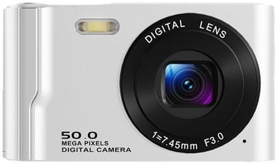 Digitale camera - Autofocus 4K Vlogging-camera voor fotografie met anti-shake, 50MP compacte point-and-shoot digitale camera voor kinderen met 16x zoom, 1 batterij, 32GB kaart (wit)