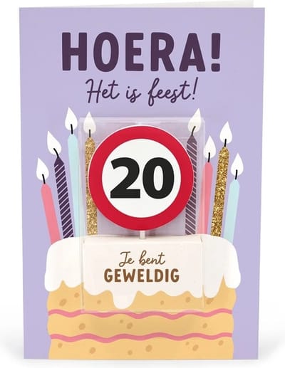 Kaart - Taartkaarsje - 20 jaar