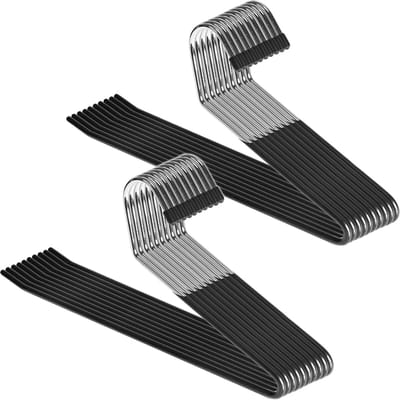 20-stuks Broekhanger - Kledinghanger - Broekhanger antislip - Broekenstang en Handig Open Design voor broeken en meer - 25.5 × 10 cm - Metaal - Geschikt voor broeken, rokken, kleding, enz - Zwart