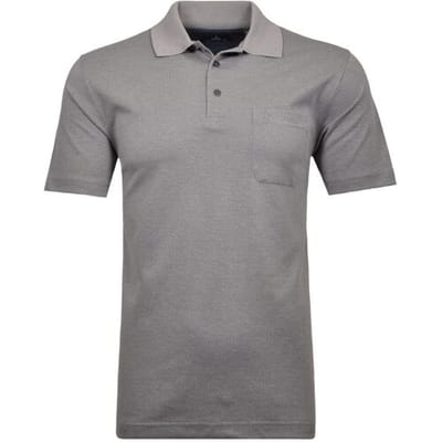 Ragman Polo Softknit Fine Jacquard Pattern Silver / male