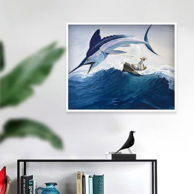 Diamant borduurwerk dieren mozaïek schilderij vis 5D DIY diamant schilderij vis volledige ronde boor decor 20X30CM blue