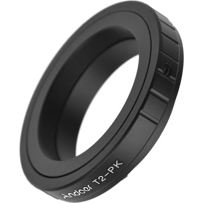 Andoer T2-PK Metalen Lens Mount Adapter Ring T/T2 Mount Lens Adapter Vervanging voor Pentax zwart