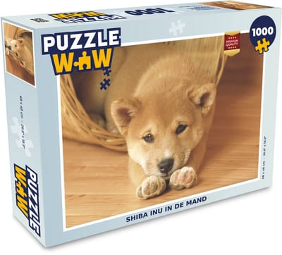 Puzzel Shiba Inu in de mand - Legpuzzel - Puzzel 1000 stukjes volwassenen
