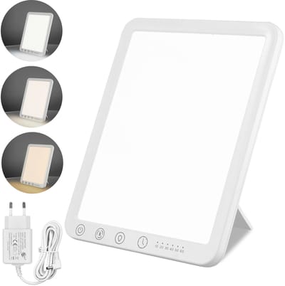Stervia Lichttherapielamp - Energielamp - Zonlichtlamp - 3 Kleuren - 6 Helderheidsniveaus - Aanraakbediening - 15000 Lux - 18 x 16 x 2 cm