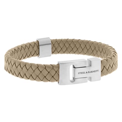 STEEL & BARNETT - Leren Armband Heren - Harrison - Beige - Maat S