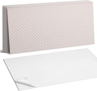 Coloray Plaktegels - Patroon met cirkels in een raster Wandtegel Zelfklevend - 60 cm x 30 cm - Romig Plaktegels - 6 stuks - Rechthoek PVC Tegels - Plaktegels Keuken - Zelfklevende Vloertegels Badkamer - Vinyltegels Vloer Zelfklevend