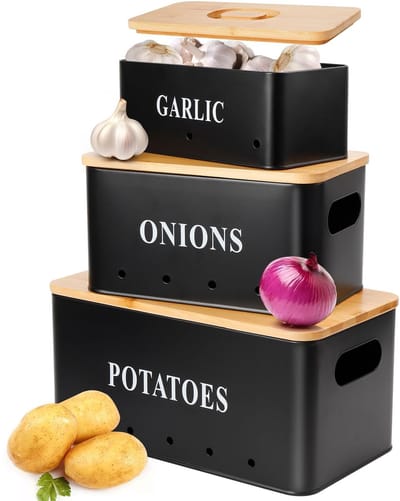 Dailygoods- Aardappelopslagbox Set van 3 - Uienbox - Knoflookbox