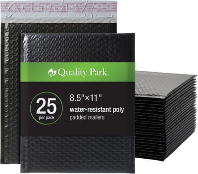Zwarte Bubble Enveloppen - Verzend Tassen Post Enveloppen - Producten Verzenden - Waterbestendig Poly Materiaal - 25 stuks - Zwart