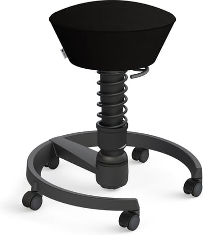 Aeris Swopper - ergonomische bureaukruk - zwart onderstel - zwarte zitting - zachte wielen - mesh - standaard