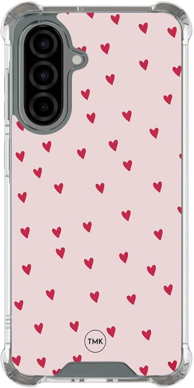 Shockproof hoesje geschikt voor Samsung Galaxy A36 - Cute hearts - Schokbestendig - Verhoogde randen - TPU case - Extra Sterke Back Cover - Print - Transparant, Roze