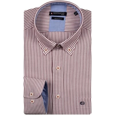 Giordano Overhemd Ivy Oxford Stripe Button Down Rood / male