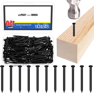 150 stuks 40mm metselstalen spijkers set, zwarte koolstofstalen spijkers voor hout, afwerkspijkers en hangspijkers voor schilderijen en gipsplaten