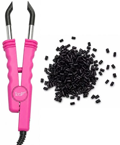 Loof Hair Extension Iron - Model L-618 Roze - Met Keratine Lijmkorrels - 50g - Zwart - Haar Extensions