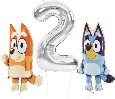 Ballonnenpakket Bluey & Bingo Feestversiering - Grote Folieballonnen en Nummerballon