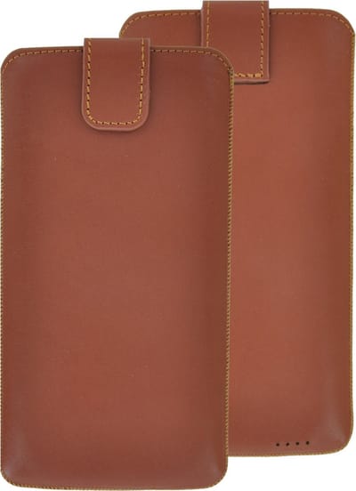 Hoesje iPhone 14 Plus - iPhone 14 Pro Max Hoesje - Echt Leer - insteek hoesje cover Camel bruin
