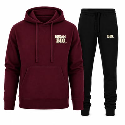 Trainingspak Heren – Hoodie Heren – Sportbroek Heren – Dream Big – Bordeaux - L