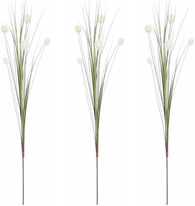 Mica Decorations - 3x - Rietgras kunstplant - losse steel/tak - groen/wit - 84 cm - siertakken