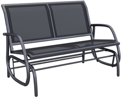 Schommelstoel 2-zits, tuinbank, tuinschommel, parkbank, metalen tuinmeubelen, zwart, 120 x 70 x 88 cm