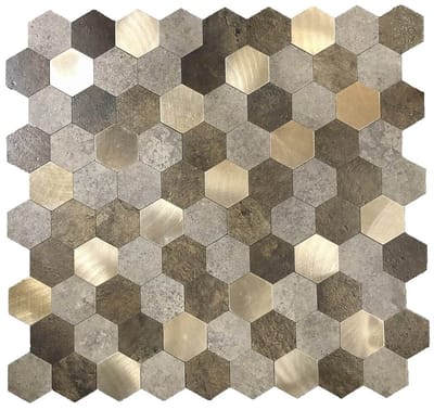 Zelfklevende Mozaïek Tegel - Afimera Mix Hexagon - Bruin/Koper - 288x280x4mm