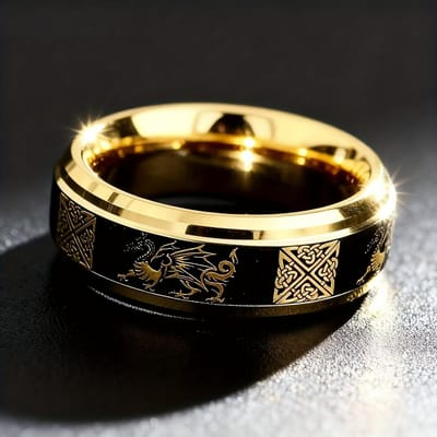 Bague Cool en Acier Inoxydable Dragon Celtique & Nœud pour Hommes Femmes, Alliance Dragon, Bague Celtique, Bijou pour le Quotidien 9 black