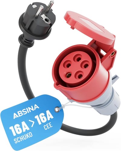 Adapter Schuko naar CEE 16A - 60 cm kabellengte met IP44 bescherming voor elektrische auto