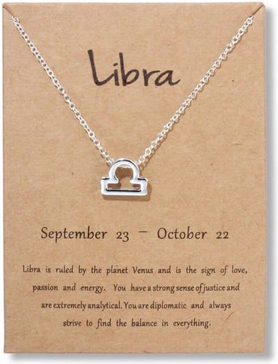 Bixorp Stars Weegschaal / Libra Ketting - Zilverkleurige Ketting op Cadeau Kaartje - Sterrenbeeld / Zodiac Hanger