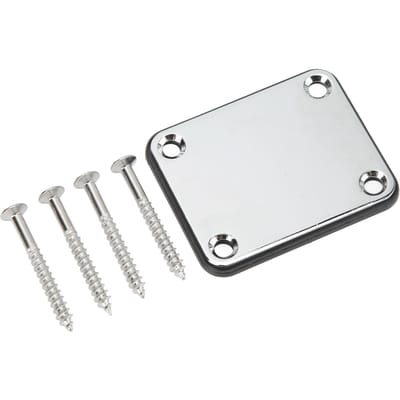 Plaque de cou pour guitare électrique Carrée Métal Montage arrière 4 trous avec vis Pièces pour basse argenté