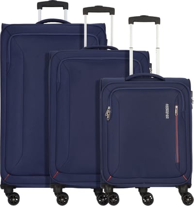 American Tourister Hyperspeed 4-Wiel Kofferset 3st. - Zachte bagage - TSA slot - combat navy