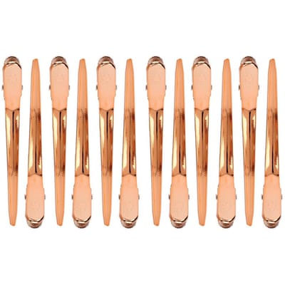 12 stuks Salon Klemmen Haarklemmen Kappers Kapperszaak Eendenbek Haarklemmen Haarspeld voor Salon rosé gouden kleur