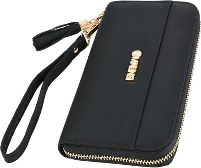 Malinsi® Portemonnee Dames Zwart - Portefeuille Vrouwen - Pasjeshouder met Muntvak - Portemonnees Cadeau