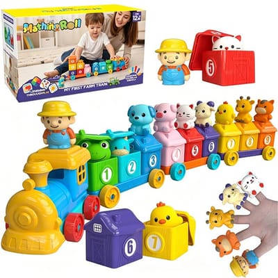 Montessori Tellen Matchen Trein Speelgoed Dier Vingerpop Spel Cijfer Sorteren Leren Kleuterschool Educatief Speelgoed Voor Kinderen blue