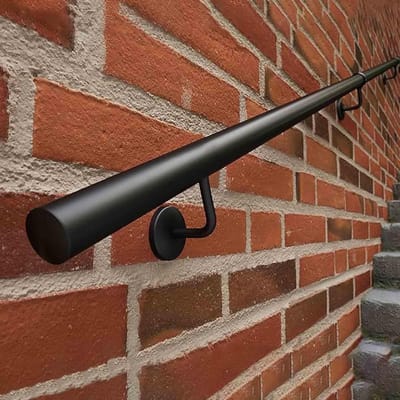Trapleuning Zwart - Muurbeugel Leuning - Veiligheid Trap - Smeedijzer Metaal - 30 cm - 600 cm - Zwart