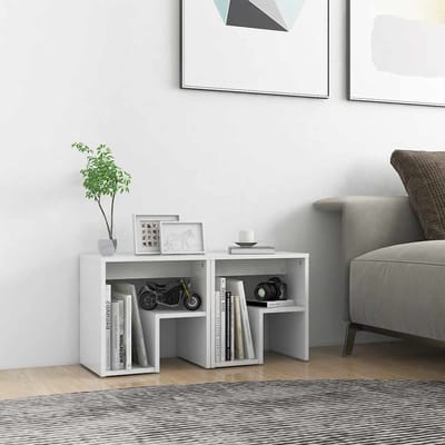 vidaXL - Nachtkastjes - 2 - st - 40x30x40 - cm - bewerkt - hout - wit