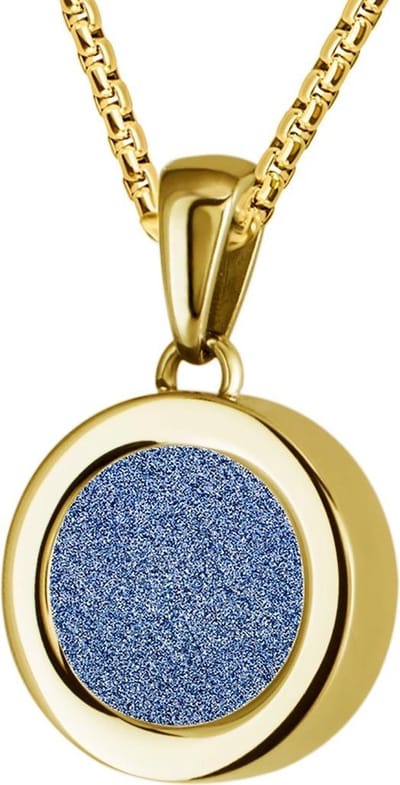 Quiges 12mm Mini Munt Hanger Verguld RVS Schroefsysteem Glans met Glitter Blauw Munt en Anker Ketting 42-46cm