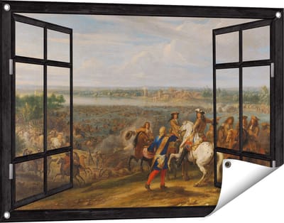 Gards Tuinposter Doorkijk Lodewijk XIV trekt bij Lobith Nederland binnen - Adam Frans van der Meulen - 90x60 cm - Tuindoek - Tuindecoratie - Wanddecoratie buiten - Tuinschilderij