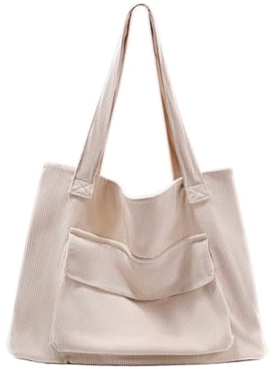 Dames Corduroy Shopper Tas - Grote Handtas met Ritssluiting voor Werk, Winkelen en Dagelijks Gebruik
