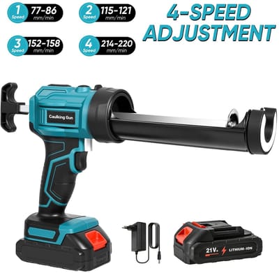 Lifero Elektrische Kitspuit - Elektrisch Kitpistool - Lijmpistool Kit - Inclusief 1 extra Batterij - 4 Snelheden - 360 Graden