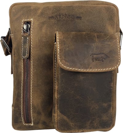 Schoudertassen Vrouw - Schoudertassen Heren - Crossbody Tas - Leer - Cognac