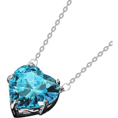 Hartvormige Opaal Kettinghanger Ketting voor Vrouwen Temperament Sieraden Glanzende Zirconia Bruiloftscadeau Ketting Sieraden blue