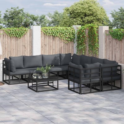 vidaXL - Tuinbank - Set - 9 - st - Zwart - Staal