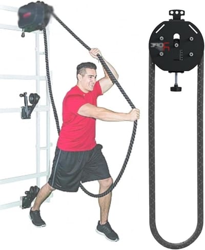 Endless Rope Trainer - Katrolsysteem Fitness - Spieruithoudingsvermogen Trainen - Instelbare Weerstand - Tot 30 kg - Zwart