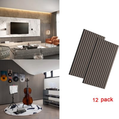 Houten Akoestische Panelen 120×60 cm Walnoot Bruin – Akoestisch Wand- en Plafondpaneel – Geluidsabsorptie – Set van 12