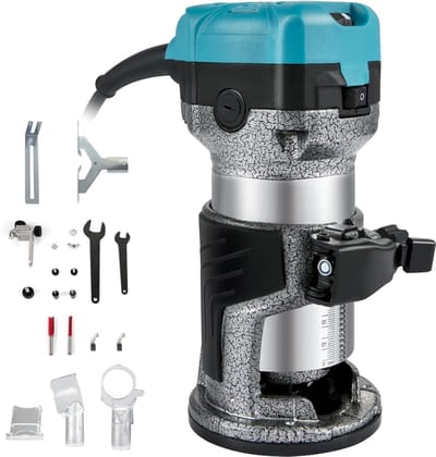 Elektrische Hand Trimmer - Houtbewerking Router - Hout Groeven Vormen - Variabele Snelheid - 710 Watt - Blauw